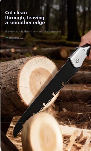 Folding saw, woodworking cutting pruning hand saw equipped with an SK5 curved blade for garden pruning—a folding hand saw suitable for tree trimming, camping, gardening, and woodworking tasks.