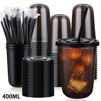 100 pieces of 16 oz black straws with U-shaped cup
