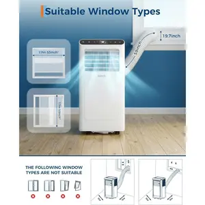 2 PCS 8000 BTU Portable Air Conditioner for Apartment, Home Office,Ktchen,Garages,Dorms,3-in-1 Cooling, Fan & Dehumidifier – 550 Sq.Ft Coverage, LCD Display, Remote, Washable Filter, Easy Mobility, Windowless Design, White – 2PCS