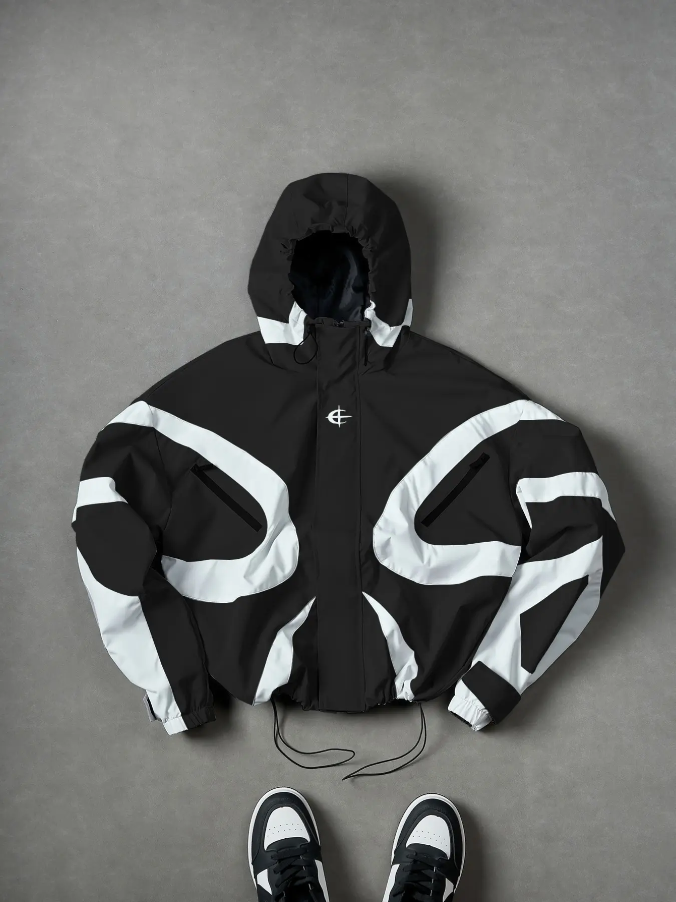 Men's Functional Colorblock Hooded Jacket, Spring & Fall Windproof Zipper Coat, Casual Loose-Fit Outdoor Streetwear, Multi-Pocket Design, Hoodie Jackets, Street Fashion Outerwear
