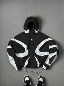 Men's Functional Colorblock Hooded Jacket, Spring & Fall Windproof Zipper Coat, Casual Loose-Fit Outdoor Streetwear, Multi-Pocket Design, Hoodie Jackets