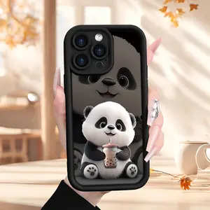 Cute Boba Panda iPhone Case 17/16/15 Pro Max 14 Plus/13/12/11 Pro/Air Adorable Aesthetic Precise Fit Full Protection with Durable Craftsmanship