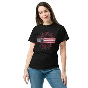 Women's American Sunflower  Cute Flower Graphic T-shirt