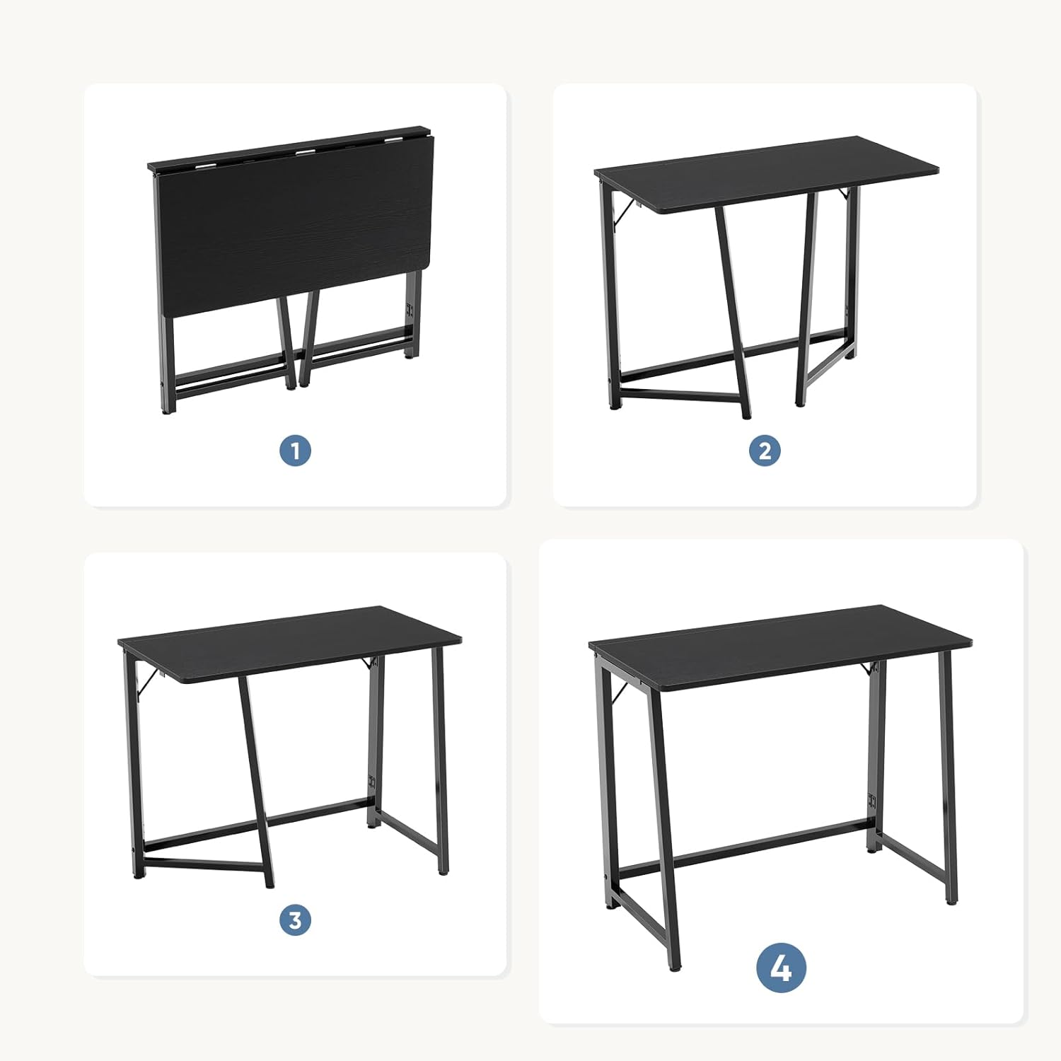 Small Space Folding Desk 31.5 Inch, Compact Foldable Computer Table, Narrow Home Office Workstation for Apartment, Dorm & Bedroom