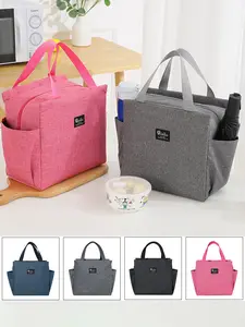 Single Pack Dual Pocket Lunch Box Bag, Handheld Design Aluminum Foil Insulation Insulated Bag, Picnic Outdoor Dual Pocket Durable Lunch Bag