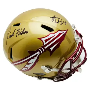Jimbo Fisher & Jameis Winston FSU Noles Signed F/S  Rep Speed Gold Helmet - PSA