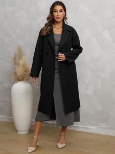 women's plain button pocket lapel neck coat without dress, casual jackets, loose solid color woolen knit long sleeve outerwear for fall & winter, coats for women,  winter clothes women