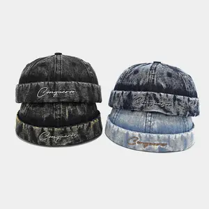 Men's Brimless Sailor Hat Worker Bucket Hat Rolled Brim Sailor Cap Retro Knitted Hat Made with Premium Washed Cotton Comfortable All Day Long Radiating Vintage Charm beanie skull caps skull cap for men