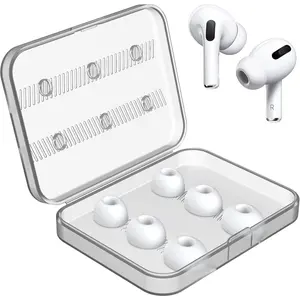 6 count Replacement Ear Tips for AirPods Pro/AirPods Pro 2 Silicon Ear Buds Tips with Portable Storage Box (S/M/L 3 Pairs)