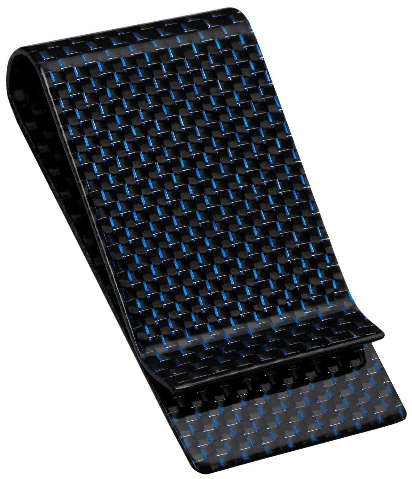 Carbon Fiber Money Clip Wallet Credit Card Cash Holder Blue/Black