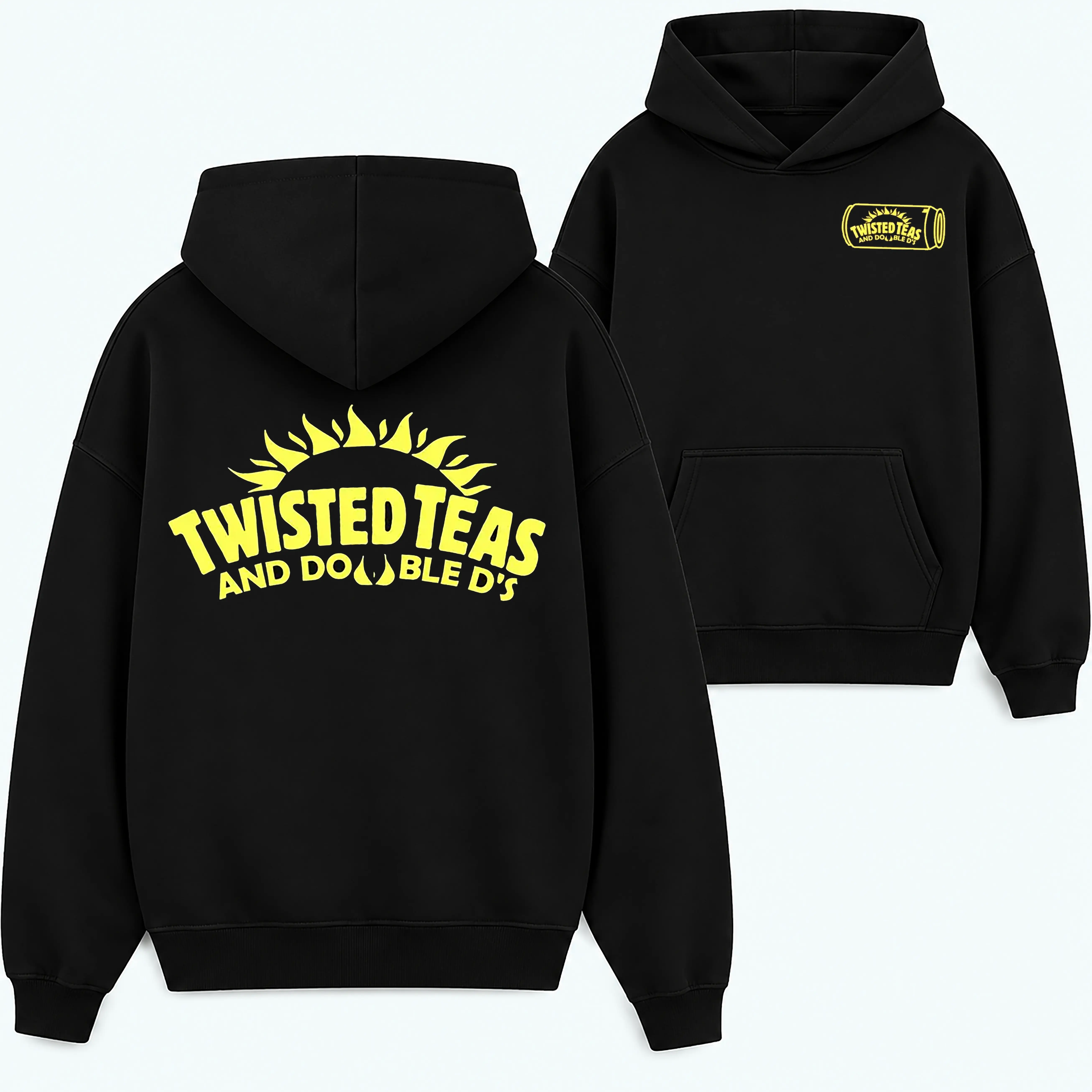 Twisted Teas And Double D's Hoodie, Funny Drinking Hoodie, Beer Lover Graphic Hoodie, Front And Back Print Pullover Sweatshirt, Party Drinking Gift For Men Women