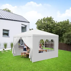10'x10' Outdoor Party Wedding Tent Canopy Camping Gazebo Storage BBQ Shelter Pavilion with 4 Removable Sidewalls Zippered Door Bright Ventilated