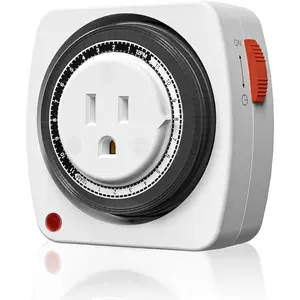 24-Hour Plug-in Mechanical Timer, Heavy Duty Outlet Timer Indoor with 15-Minute Intervals, 3-Prong Plug for Aquariums, Grow Lights, Hydroponics, Indoor Lighting, ETL Listed, 1-Pack