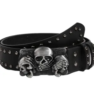 Y2K Hot Girl Sweet Cool Skull Buckle Decorative Belt for Women, Dark Subculture Street Hip Hop Personality Belt