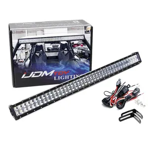 iJDMTOY Upper Roof Mount Mega 40-Inch LED Light Bar Kit For CAN-AM Maverick X3 ATV/UTV, Includes 240W Double-Row High Power LED Lightbar, L-Shape EZ-Mount Brackets, Relay Wiring