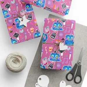 Derpy Tiger Kpop Art Style Vibrant Wrapping Paper, Unique Fun Gift Wrap Accessory for Birthday Christmas Holiday