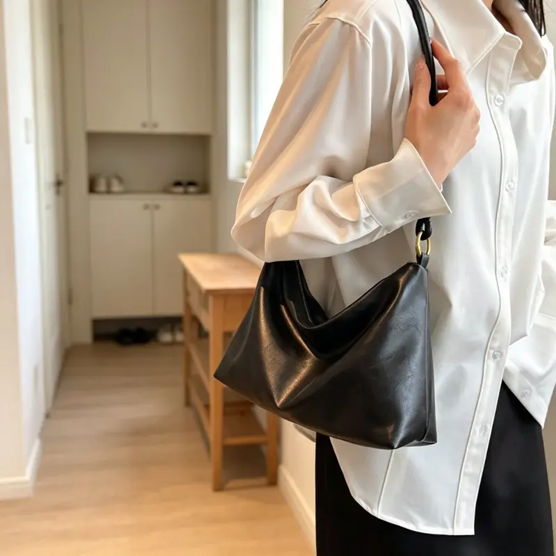Elegant  Hobo Bag with Adjustable Patterned Strap for Women's Fashionable Daily Use