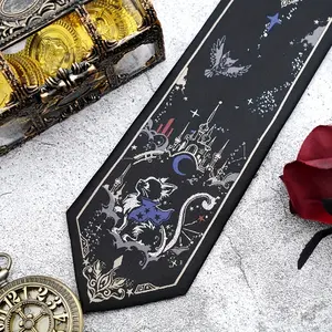 Men's Black Embroidered Woven Tie - Handcrafted Vintage Textured Necktie, Smart Casual & Wedding Guest Accessory, Unique Statement Gift for Him (Standard Width)