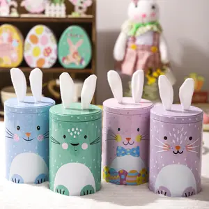 Easters Box Candy Boxes Easters Packaging Box Rabbits Shape Iron Texture Suitable For Snacks And Party Charm
