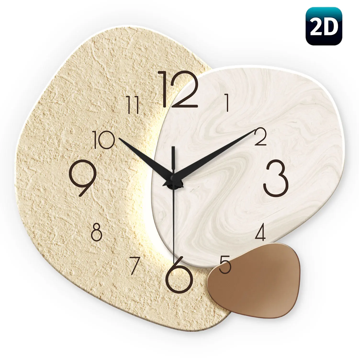 Modern Simple 2D Asymmetrical Wooden Silent Decorative Geometric Wall Clock, Ultra-Quiet Quartz Movement, Suitable for Young Adults' Bedrooms, Dining Room, Living Room, Home Decor, Office Decor