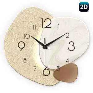 Modern Simple 2D Asymmetrical Wall Clock, Ultra-Quiet Quartz Movement, Suitable for Young Adults' Bedrooms, Dining Room, Living Room, Office Decor