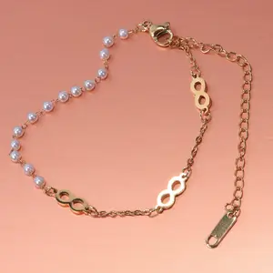 Infinity & Faux Pearl Chain Bracelet