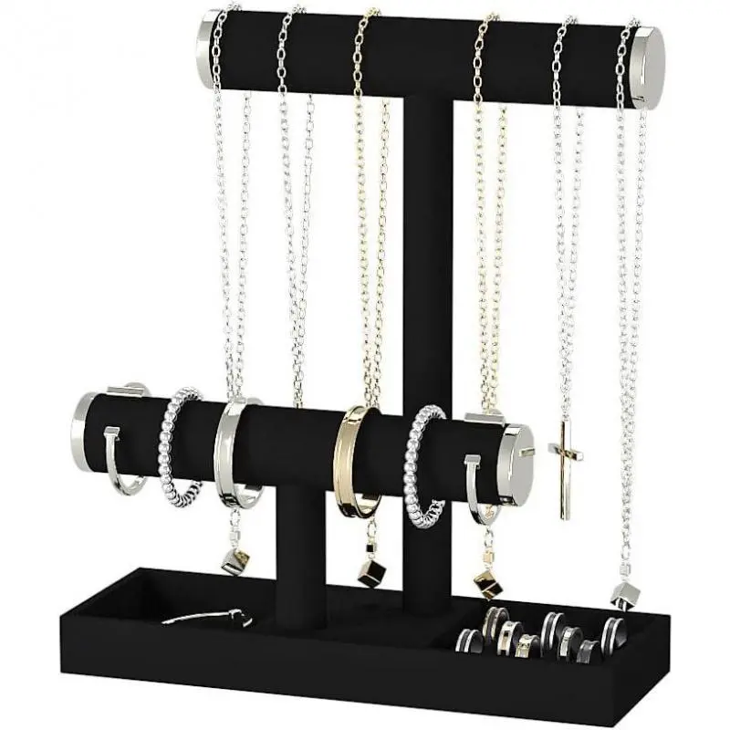 Bracelet and Necklace Holder,  Necklace Display Organizer Stand,bracelet Holder for Selling,Bracelet and Necklace Storage Tree (Style 2(Black+ Metal lid))