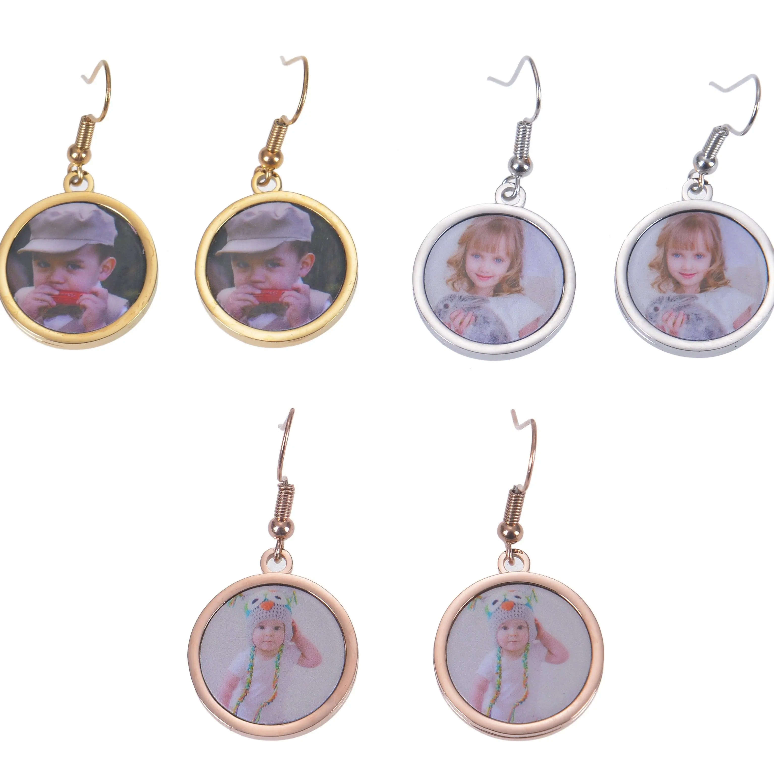 Personalized Drop Earrings with Colorful Photo