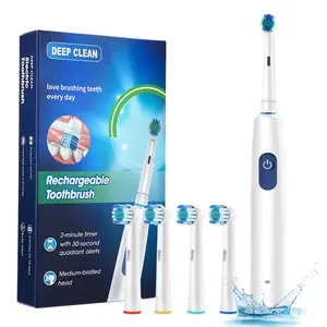 Long-lasting Adult Rotating Electric Toothbrush, Classic Black & White, 5 Adjustable Modes, Full Waterproof, Smart Zone Timing Reminder, Portable for Travel, Ideal Oral Care Gift.