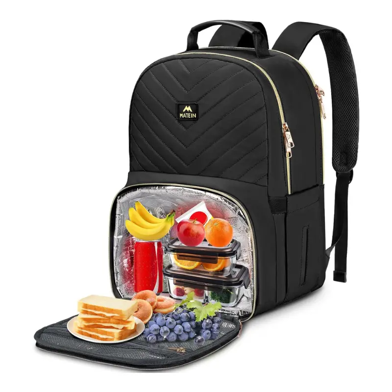MATEIN Work Backpack with Lunch Compartment, Insulated Quilted Lunch Backpack for Women, Water Resistant Lunchbox Back Pack for Nurse, 15.6 Inch Teacher Work Bag for Office Business Commuting,back to school,back to school shopping,travel essentials
