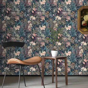 Multicolor Floral Plant Pattern Wallpaper, Vintage Waterproof Self-Adhesive for Home Décor, Easy Installation for Living Room & Bedroom Renovation, Peel and Stick Wallpaper Designs, Decorative Wallpaper