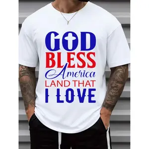 God Bless America Patriotic Graphic T-Shirt, Land That I Love Casual Tee