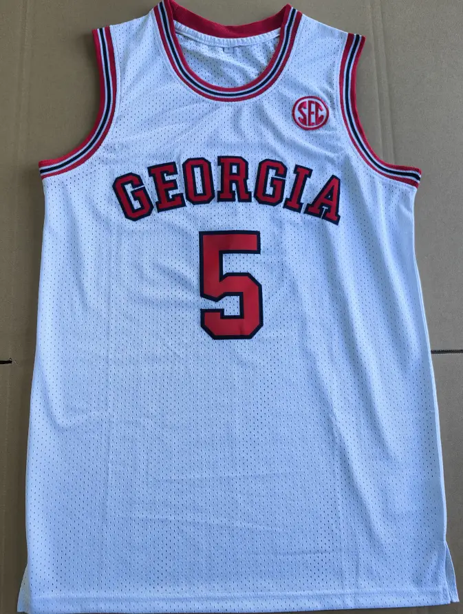 Men's Retro Anthony Edwards Georgia College #5 Basketball Jersey Stitched White