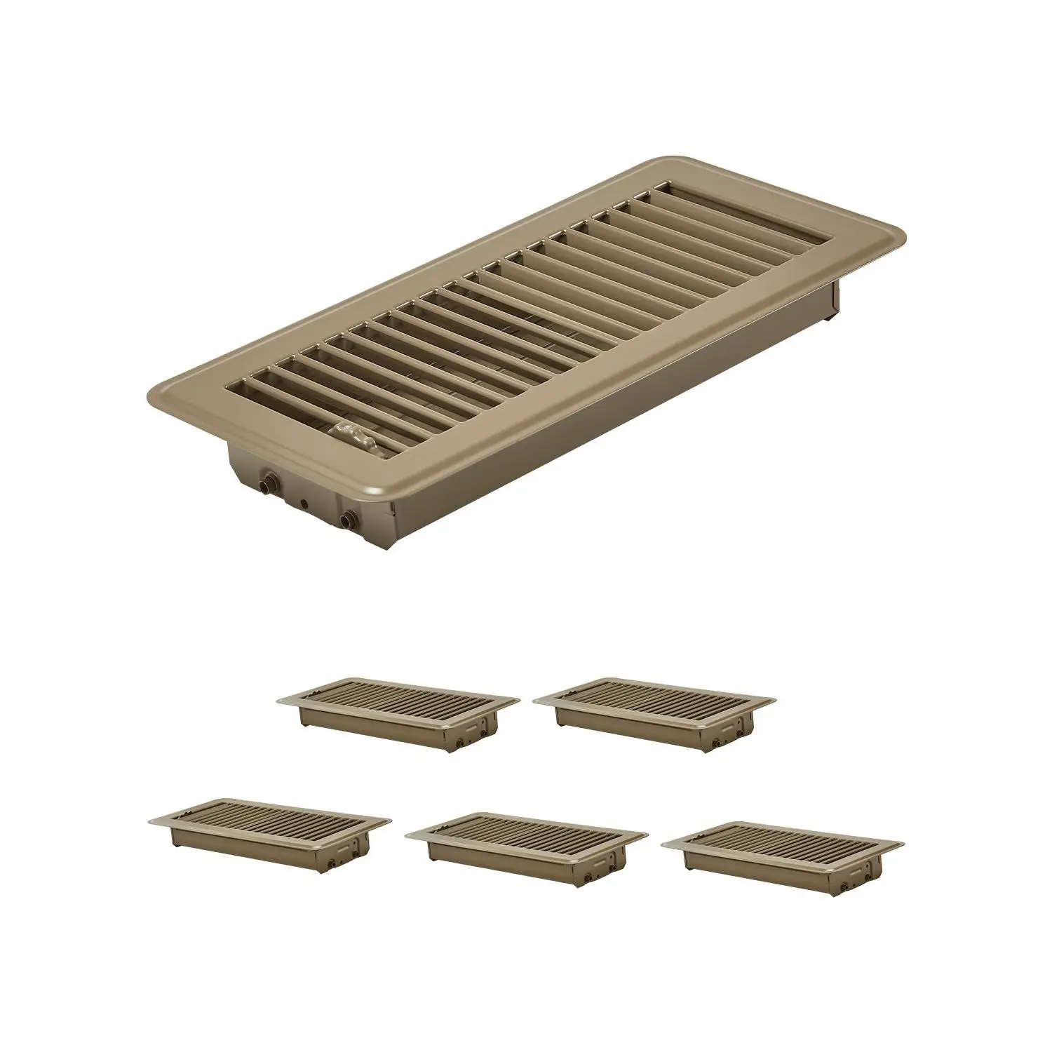 【DealsForYouDays】VEVOR 4 x 10 Inch Floor Registers, 6-Pack Vent Grilles, HVAC Heavy-Duty Walkable Iron Floor Vents, Easily Adjustable Rust-Proof Air Vents Deflector with Metal Damper, Ideal for Home & Office, Brown