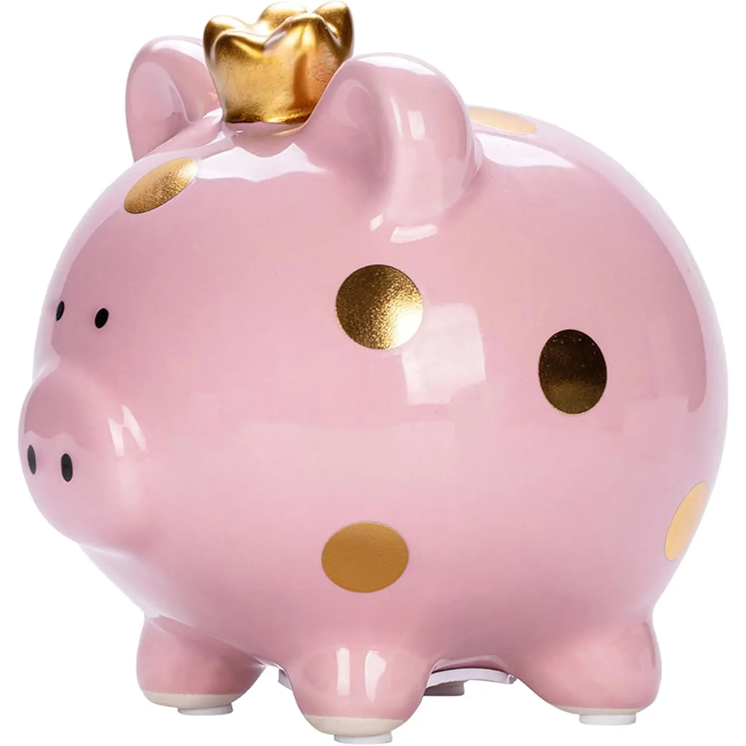 Round Ceramic Piggy Bank - Small Porcelain Coin Container with Removable Rubber Lid, Pink Home Decor, Unique Birthday Gift for Kids