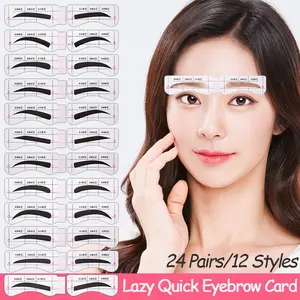 New 12 Pairs/Set Lazy Quick Eyebrow Stickers Eyebrow Card Template Eyebrow Guide Tattoos Makeup Tools Full Set of Eyebrow Cards Eyebrow Styling Kit