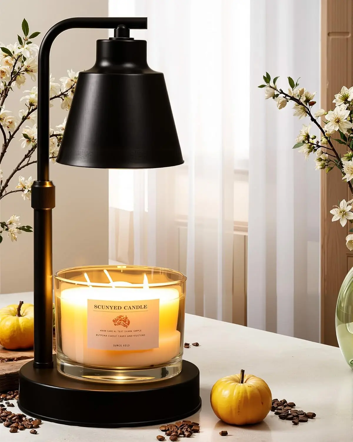 Candle Warmer Lamp with Timer - Adjustable Brightness & Height, 2 Free Bulbs Included | Wax Warmer Lamp for Jar Candles, Farmhouse &  Decor  (Black), Candle Holder, Dimmable Candle Warmer