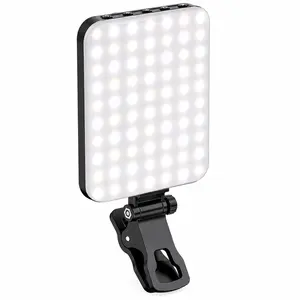 60 LED Selfie Light for Phone & Laptop – Rechargeable Clip-On Ring Light with Tripod Adapter, CRI 97+ Dimmable Video Conference Lighting, 3 Color Modes for iPhone, Webcam, TikTok, YouTube, Zoom, Makeup & Photography