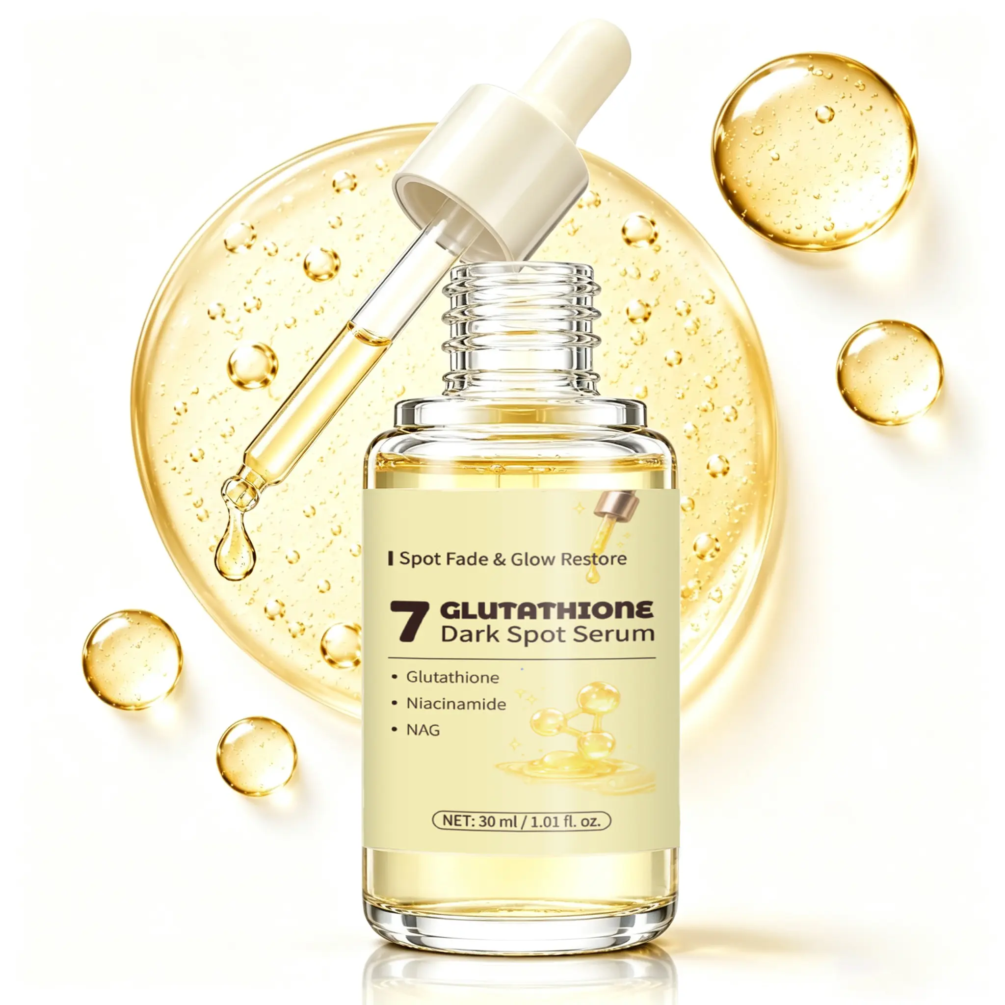 Glutathione 7 Serum for Dark Spots,Brightening Face Serum with Niacinamide,Hydrating Glow Serum for Even Skin Tone &Radiant Looking Skin, 30ml