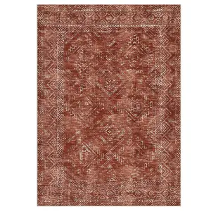 6 x 9 ft Polyester Cashmere Dark Red Rectangular Hallway Bathroom Entryway Kitchen Office Foldable Geometric Modern Washable Area Rug-C