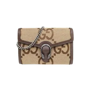 Pre-owned GUCCI 【Diz】Dionysus woc large logo brown Canvas Sliver Hardware