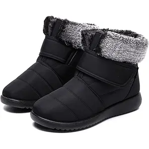 1 Pair black Womens Winter Snow Boots Waterproof Shoes Walking Comfortable Hiking Tennis Booties Furry Mid Calf Warm Lightweight Footwear Girl