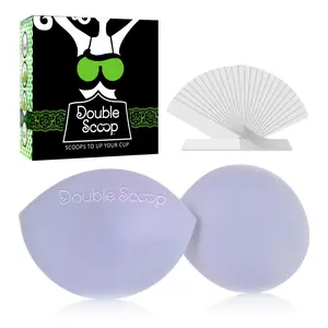 Double Scoop® Large Cup Bust Lifter w/Bonus Tape Sticky Strips, Replacement Bra Pad Inserts, Shapewear for Saggy Breasts, Push Up Cleavage Bra Hack, Foam Bra Inserts, Plus Size DD+ (White)