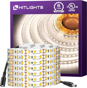 White LED Strip Lights 4000K,16.4ft High Density 12V Tape Light, UL Listed, 600 LEDs, CRI>90, 300Lm/ft, Flexible Dimmable Rope Lights for Bedroom, Kitchen, Cabinet(Power Source Not Included)