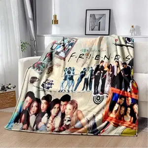 Friends Classic TV Series Flannel Blanket, Soft Character Pattern Throw Blanket for Sofa, Bedspread, Christmas Gift, Cozy Cover