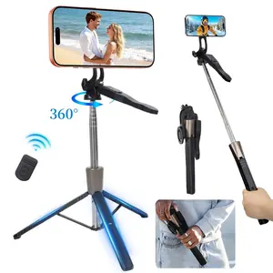 HOMEYA 67" Magnetic Selfie Stick Tripod Extendable Stand with Remote & Metal Ring, Portable Phone Stand Compatible with iPhone MagSafe, Android, Black
