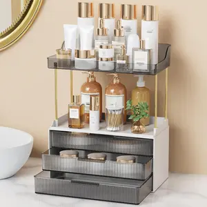 Bathroom Organizers and Storage, Makeup Organizer (Sturdy Durable Attractive), Ideal for , Countertop, Counter, Perfume, Skincare, Cabinet, , Dresser Organizer (Black)