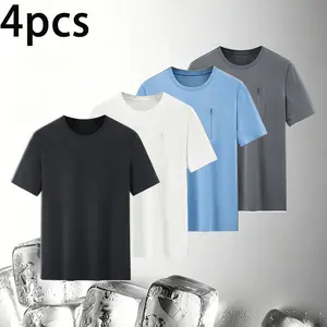 4-Pack Men’s Seamless Cooling Hiking T-Shirts – No Chafing, No Sweat Stains, Feels Like Ice on Skin | Versatile Outdoor Tops Athletic Breathable Quick-Dry oversized clothing christian