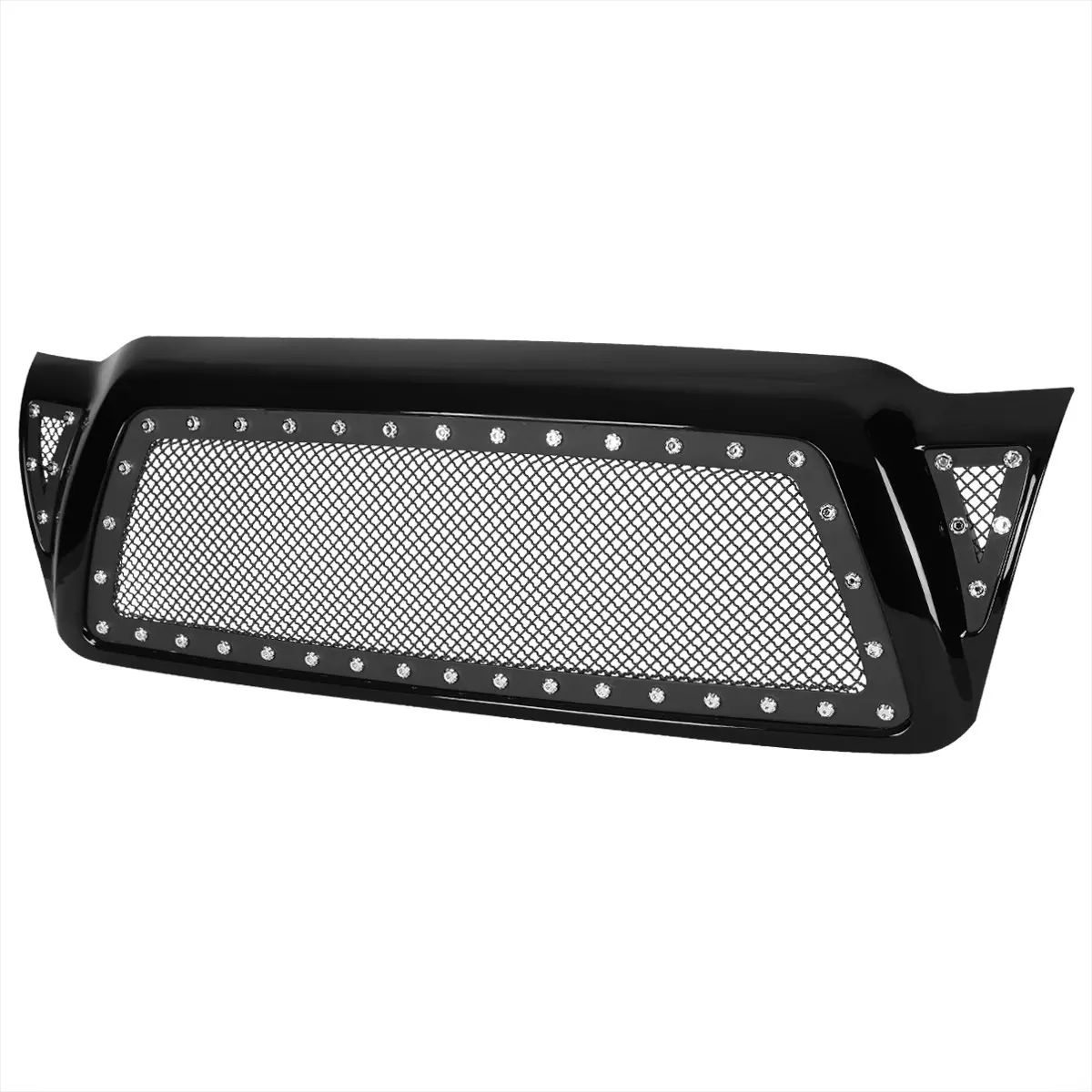 2005-2011 Toyota Tacoma Glossy Black ABS Rivet Style Grille w/ Stainless Steel Mesh