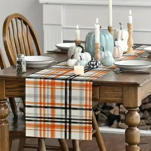 5-piece/7-piece set of autumn placemats and table flags, with orange and black water buffalo patterns, suitable for Halloween decoration, indoor and outdoor party decoration, kitchen, family gatherings, home decoration, gifts, party supplies, etc
